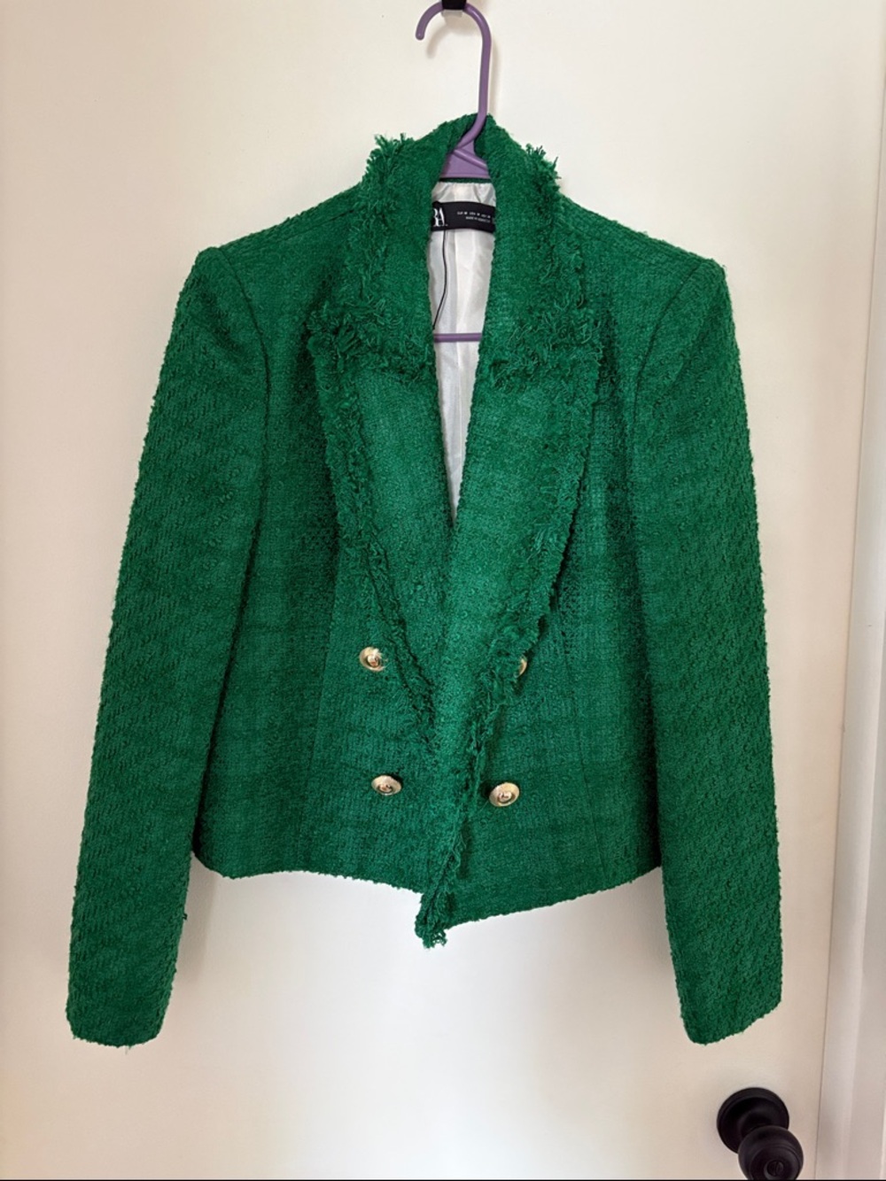 Zara Green Textured Women's Blazer